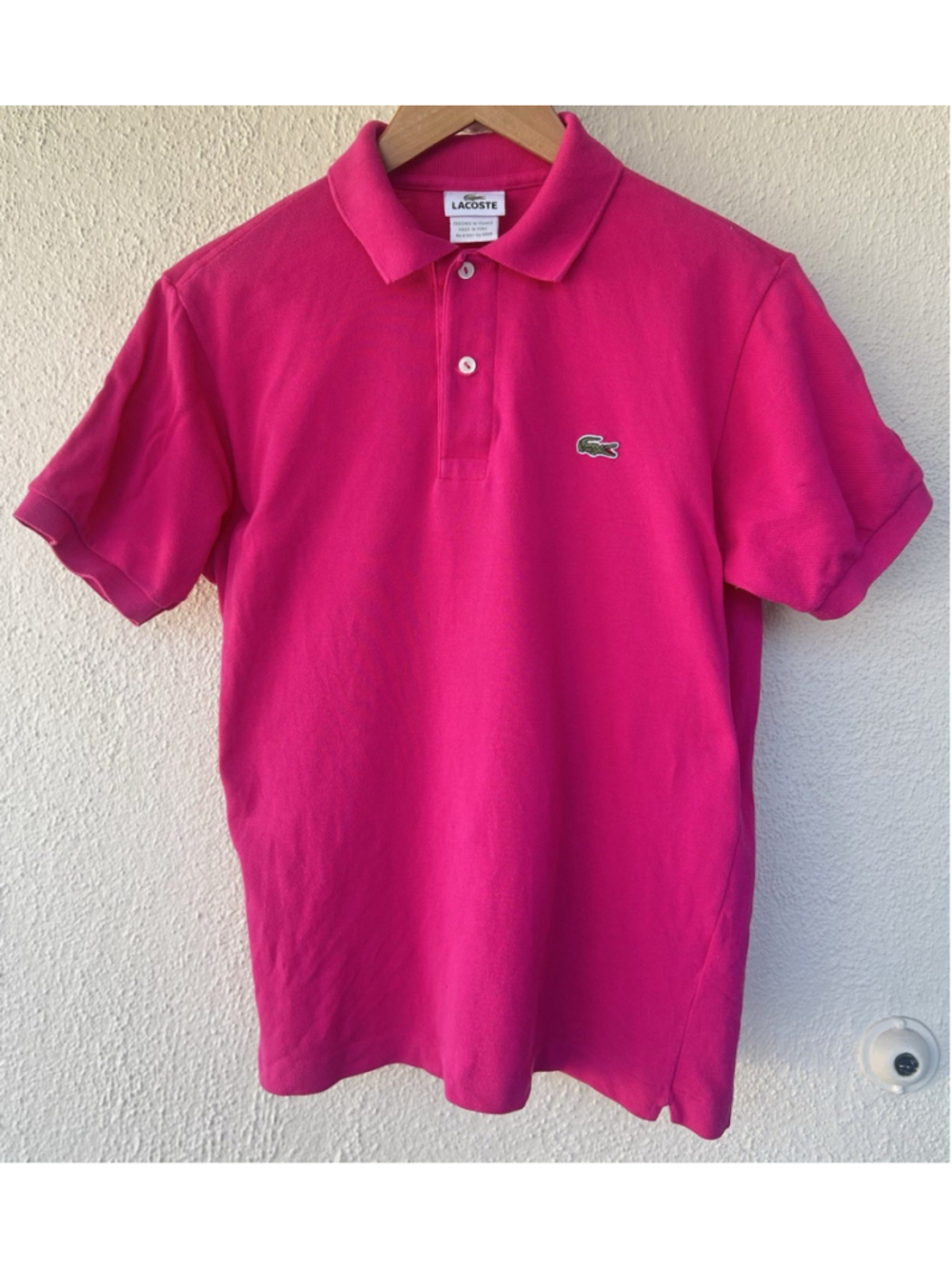 Lacoste Mens Pink Cotton Pique Short Sleeve Polo Shirt Logo Size 3 Small Golf